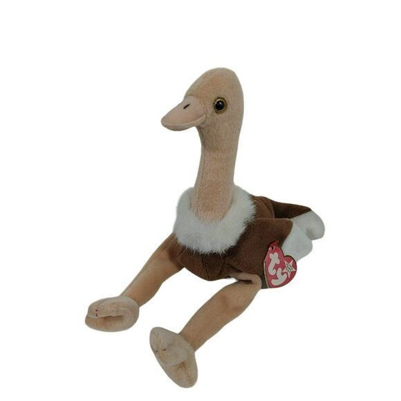 Vintage 1997 Ty Beanie Babies Stretch Ostrich Plush Stuffed Animal with Hang Tag - Picture 1 of 8